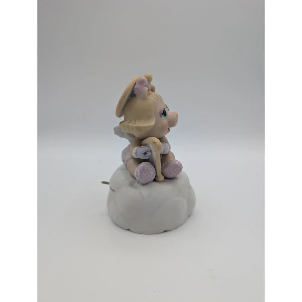 Vintage Muppet Babies Miss Piggy Angel Music Box Brahms Lullaby Tune Enesco 1983